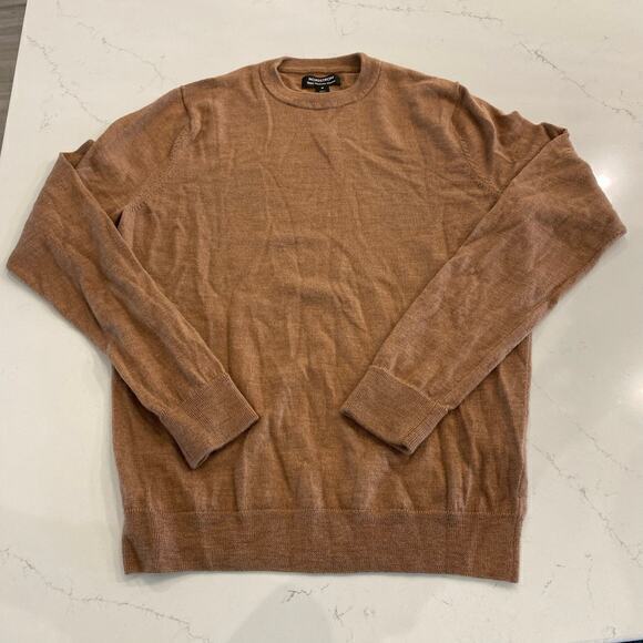 Nordstrom 100% Washable Merino Wool Sweater‎ Crew Neck Tan Size Medium - Picture 1 of 7